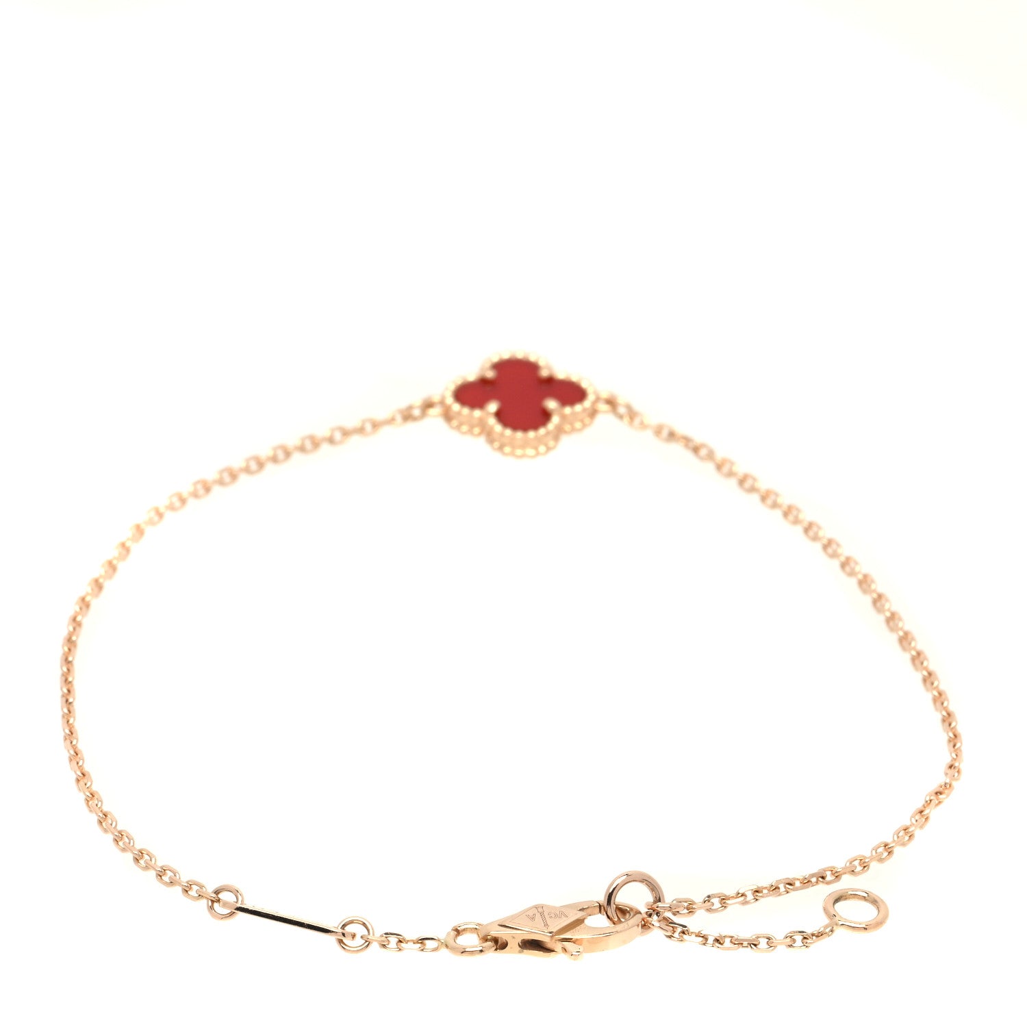 Van Cleef & Arpels 18K Rose Gold Carnelian Sweet Alhambra Bracelet 2 of 5