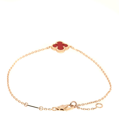 Van Cleef & Arpels 18K Rose Gold Carnelian Sweet Alhambra Bracelet 2 of 5