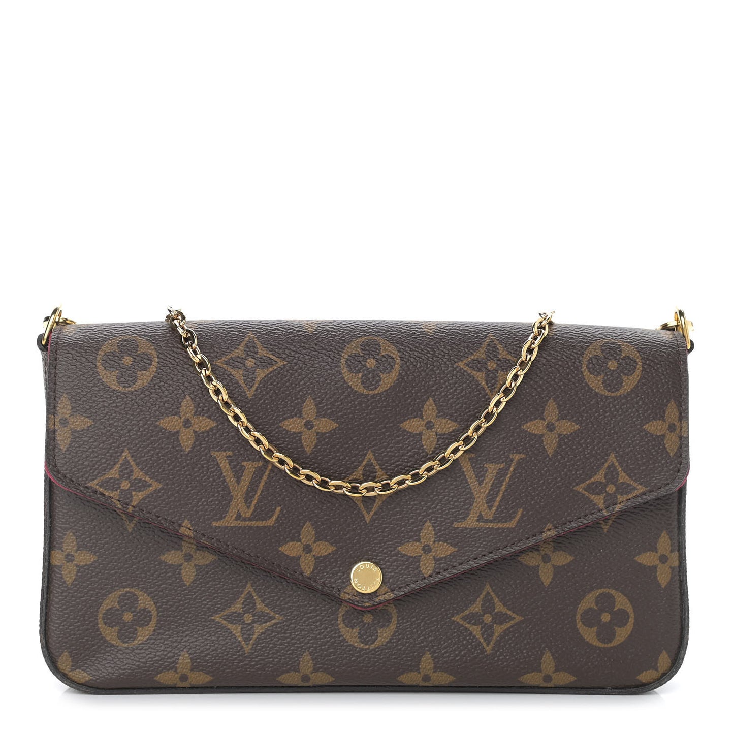 Monogram Pochette Felicie Chain Wallet Fuchsia
