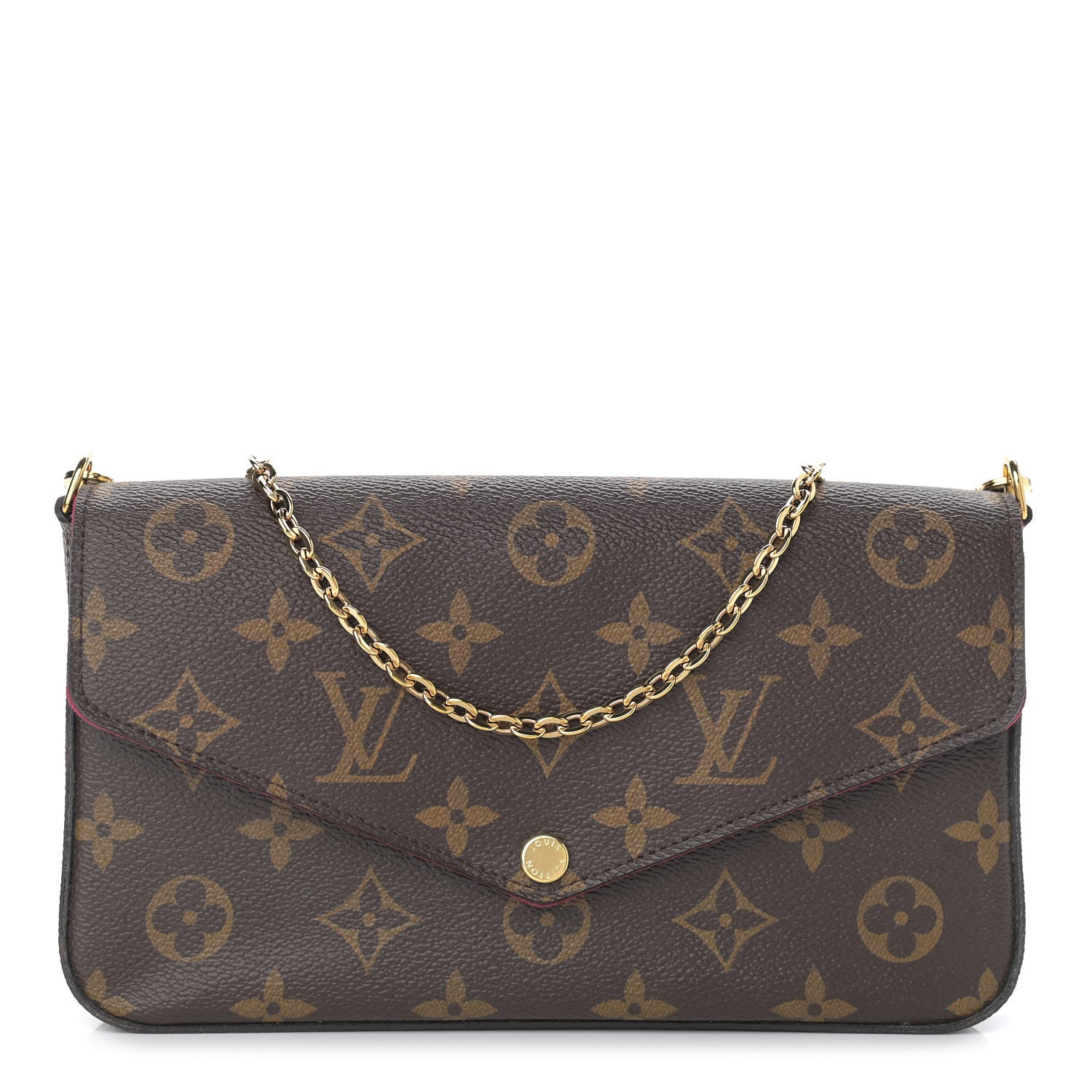 Louis Vuitton Monogram Pochette Felicie Chain Wallet Fuchsia 1 of 12