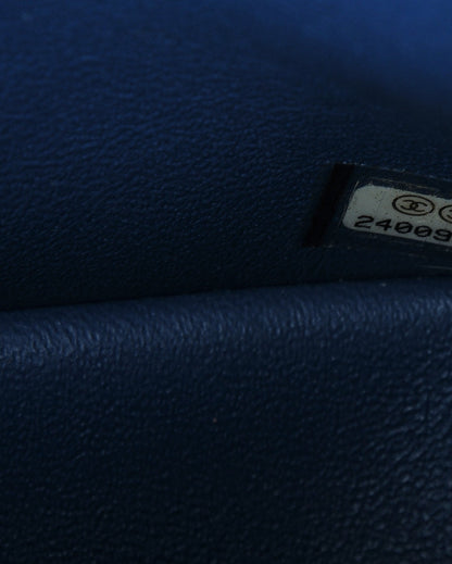 Chanel Caviar Chevron Quilted Jumbo Double Flap Blue 7 of 7