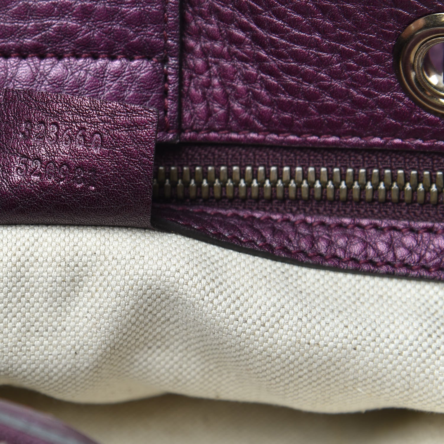Gucci Pebbled Calfskin Medium Bamboo Shopper Tote Purple 8 of 11