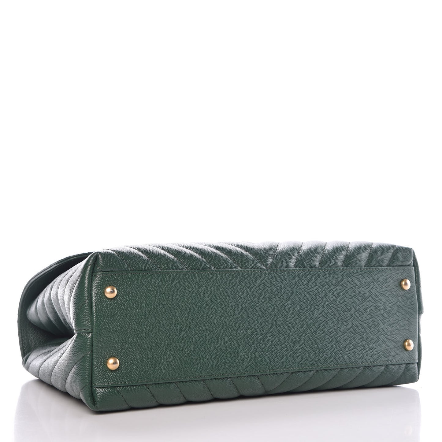 Caviar Chevron Quilted Medium Coco Handle Flap Green