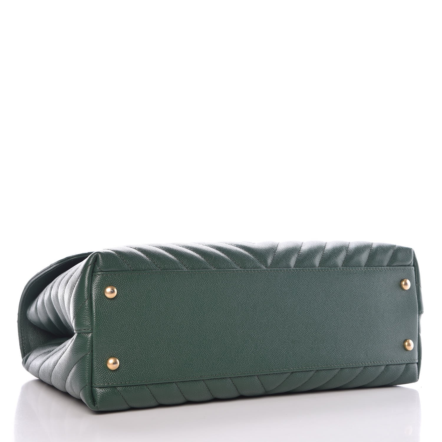 Chanel Caviar Chevron Quilted Medium Coco Handle Flap Green 4 of 11