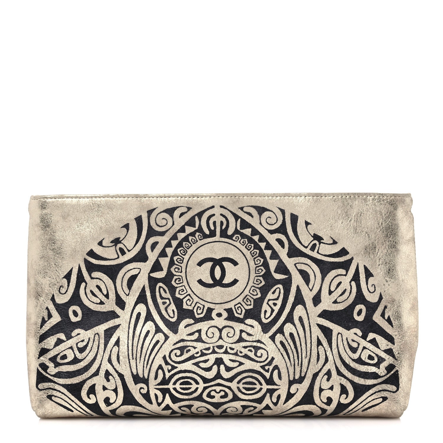 Chanel Metallic Lambskin Print Clutch Gold 1 of 10