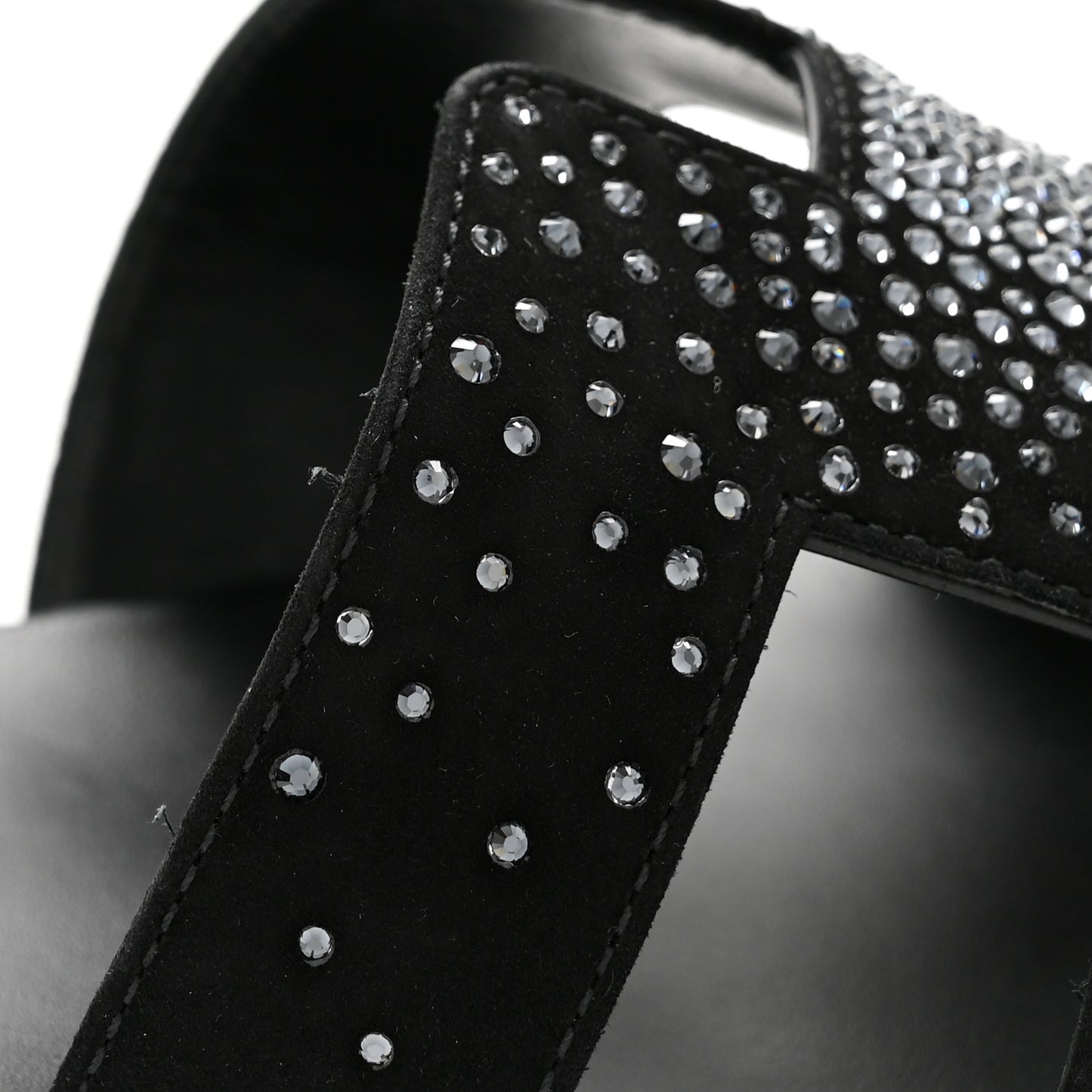 Suede Crystal Embellished Oran Sandals 40 Black