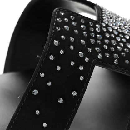 Hermes Suede Crystal Embellished Oran Sandals 40 Black 10 of 10