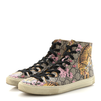 Gucci GG Supreme Monogram Bengal Pearl Womens High Top Sneakers 38 Beige Pink 4 of 10