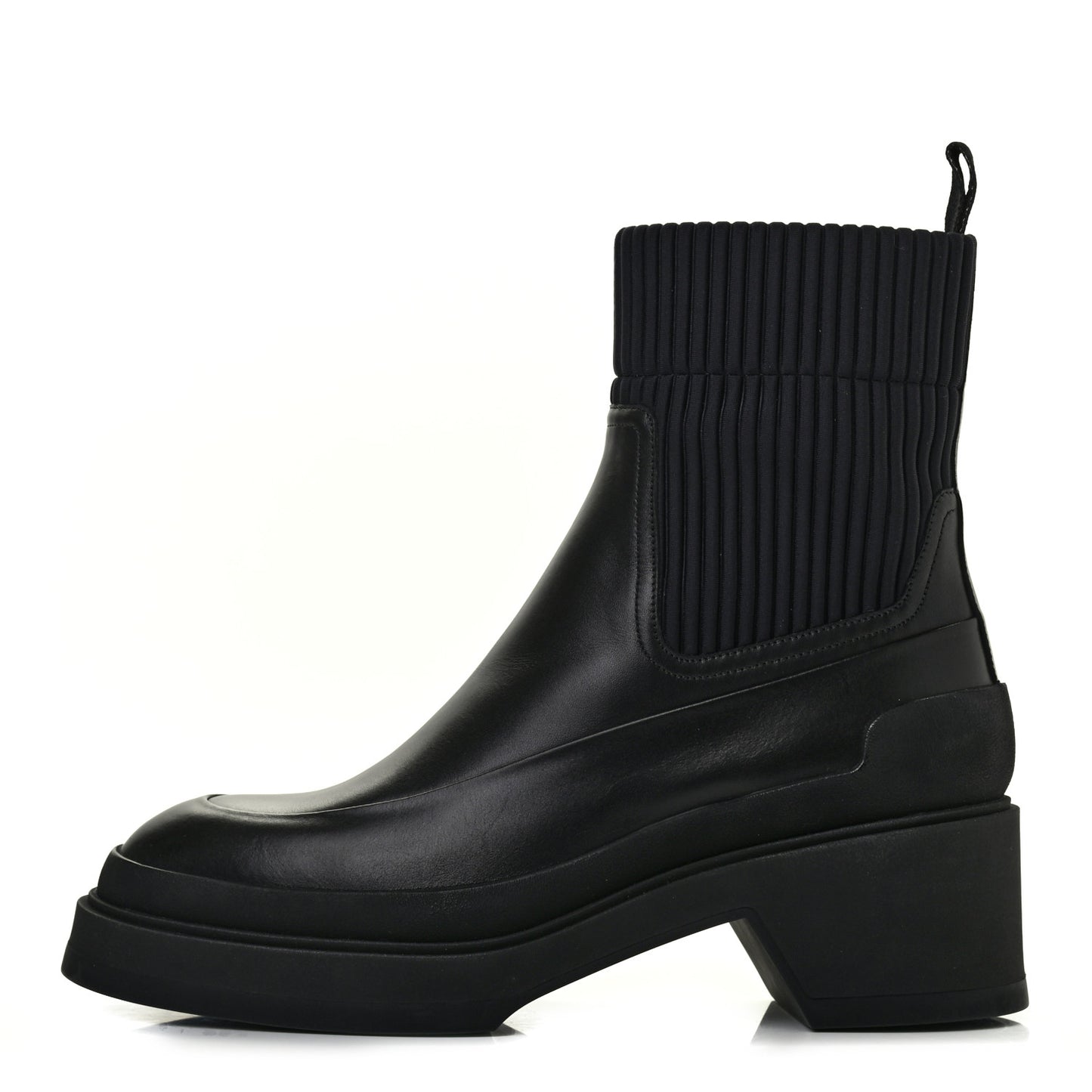 Calfskin Platform Ankle Boots 37.5 Black