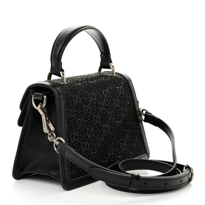 Gucci Satin Crystal GG Monogram Mini Dionysus Top Handle Bag Black 3 of 12