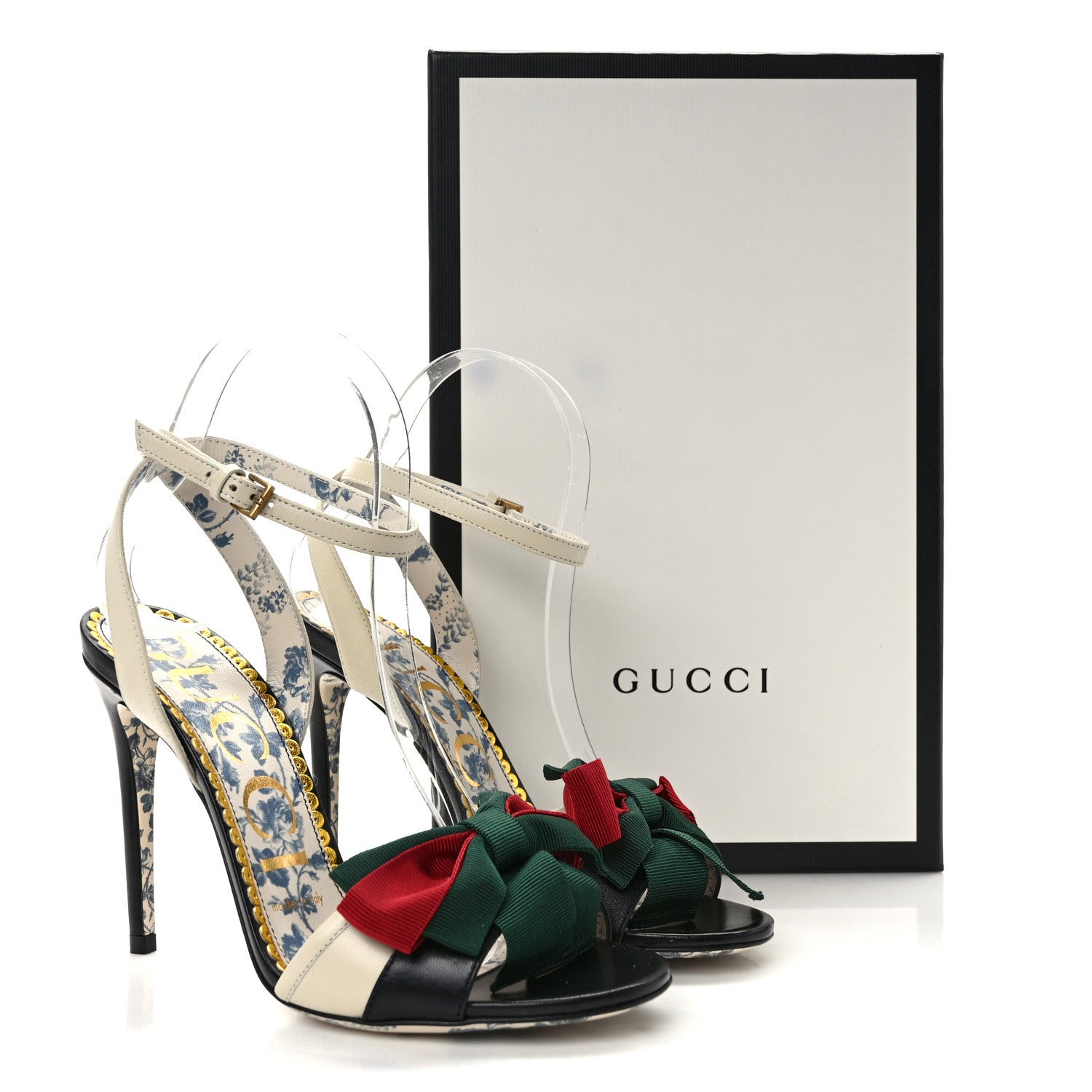 Gucci Malaga Kid Web Bow Ankle Strap Sandals 36.5 Black Vintage White 8 of 8