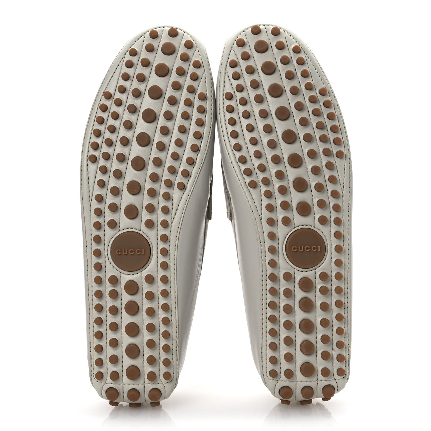 Calfskin Horsebit Web Bamboo Driving Loafers 41 White