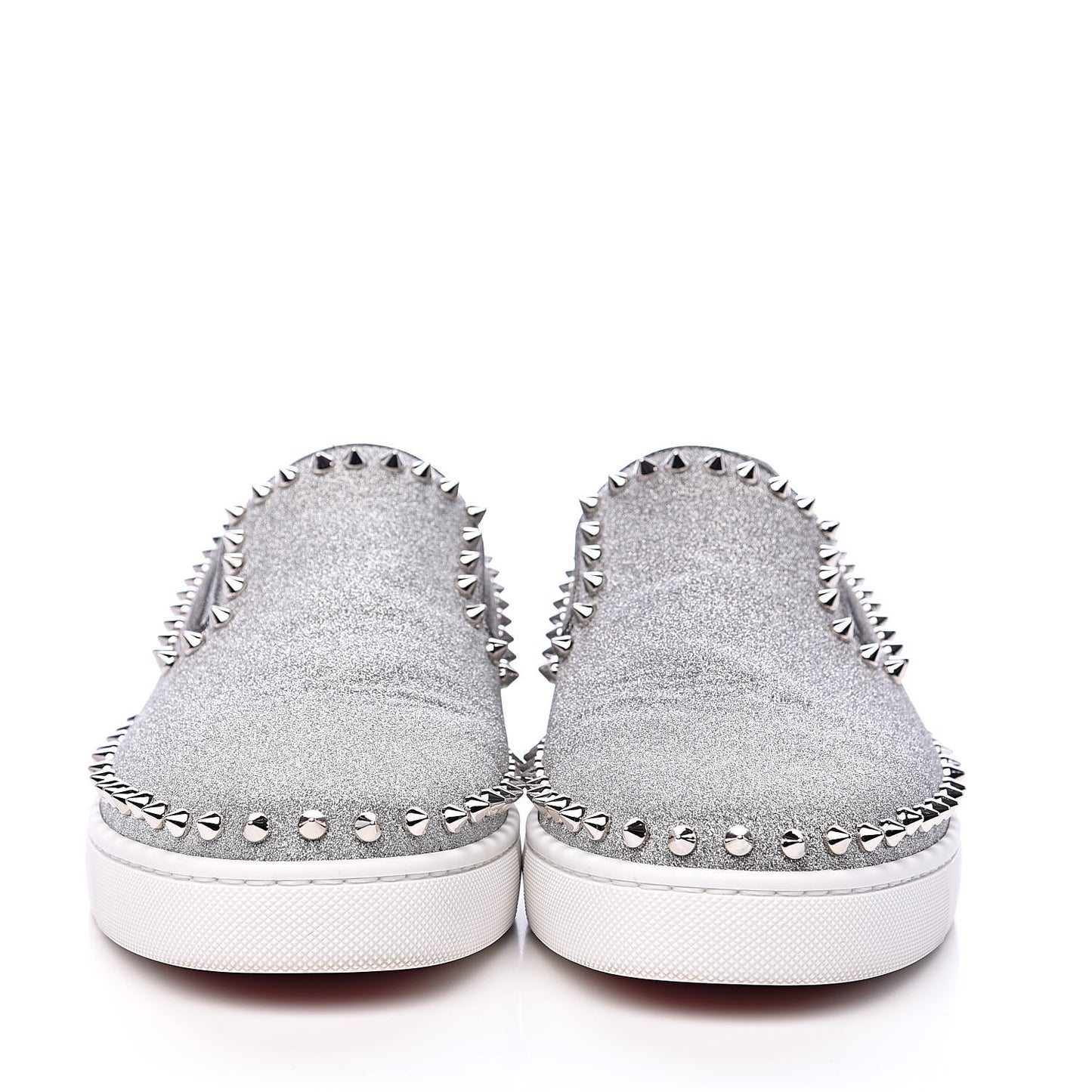 Calfskin Spikes Pik Boat Glitter Sneakers 42 Silver
