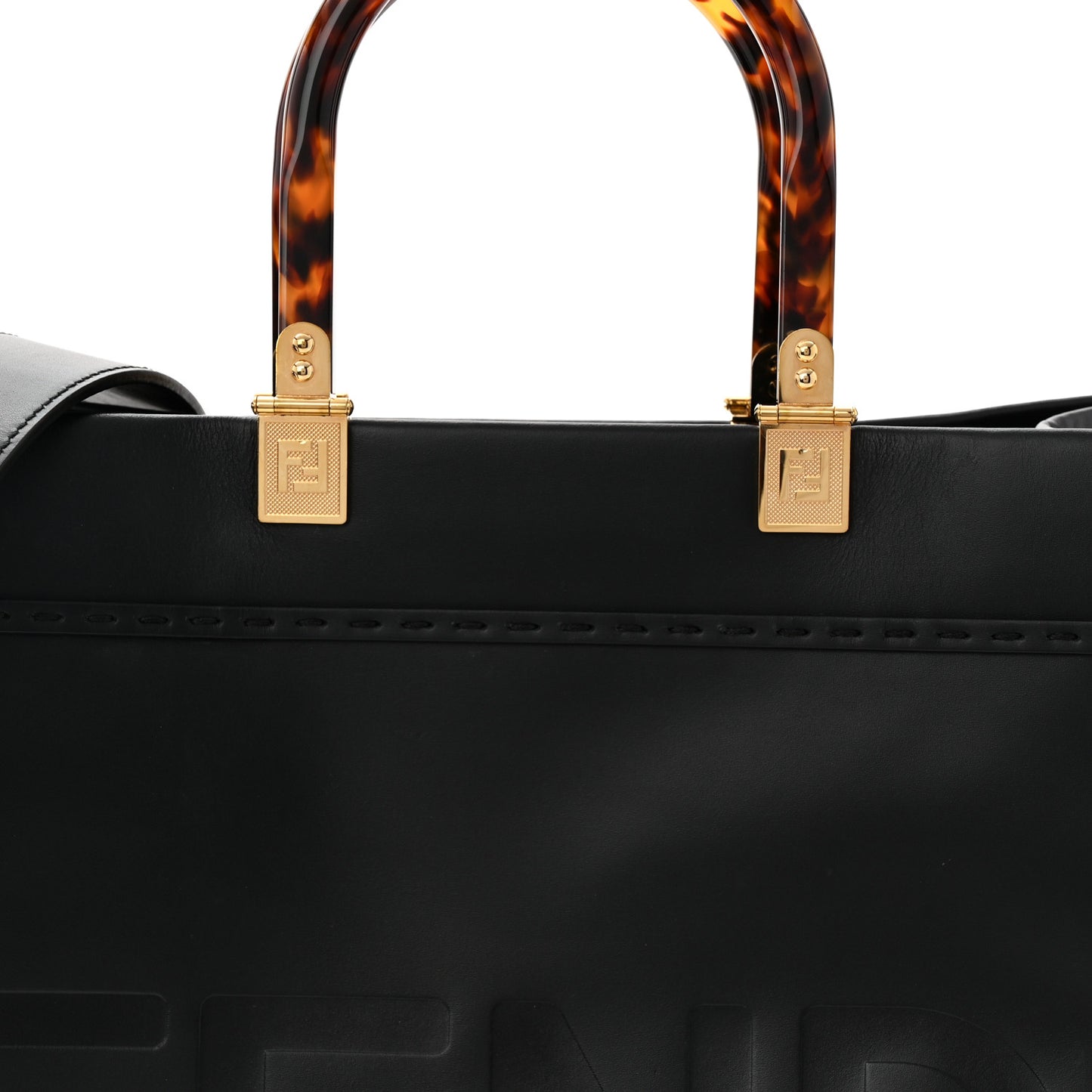 Vitello King Plexiglass Medium Fendi Sunshine Shopper Tote Black
