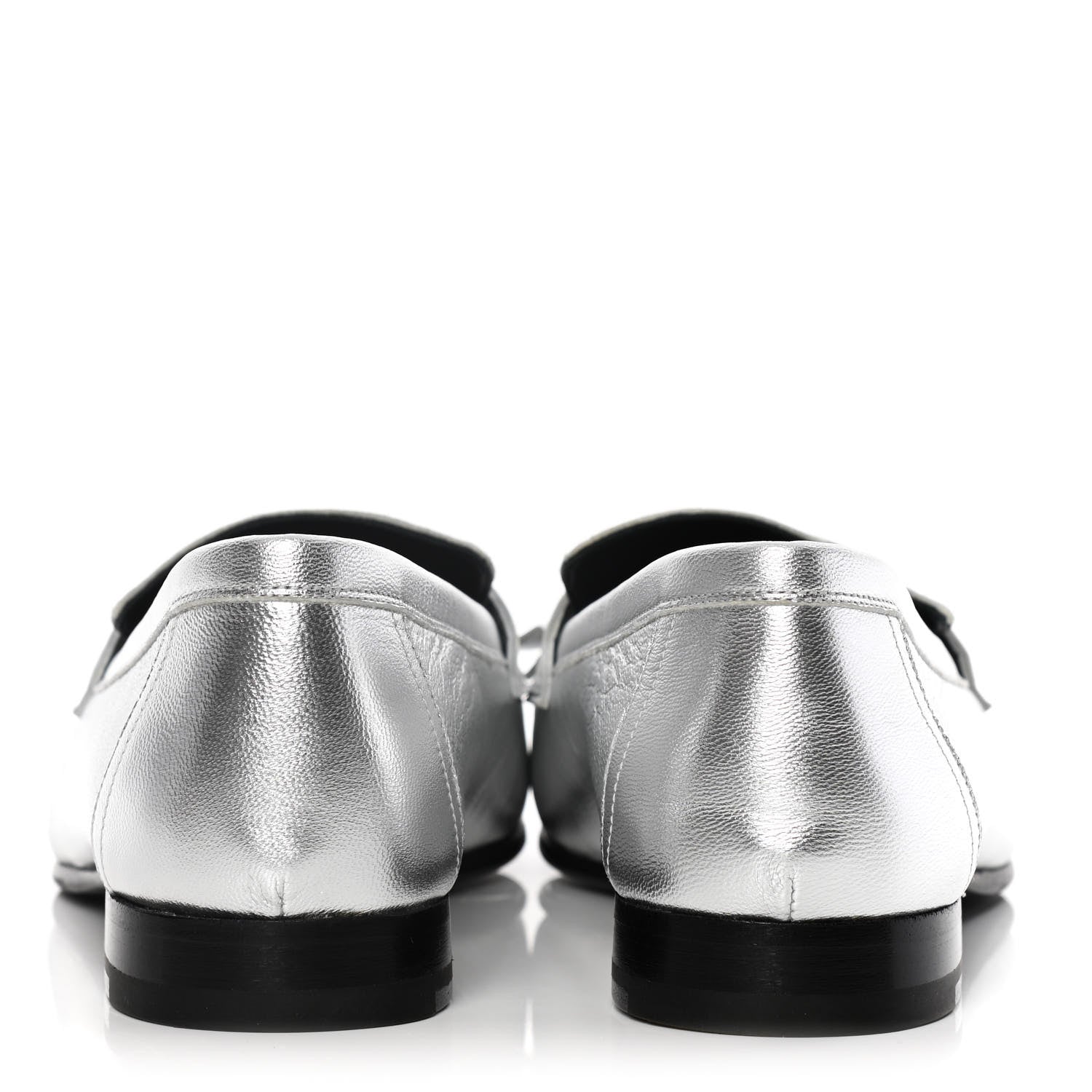 Hermes Metallic Chevre Womens Royal Loafers 38 Gris Argente 8 of 11