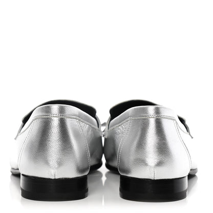 Hermes Metallic Chevre Womens Royal Loafers 38 Gris Argente 8 of 11
