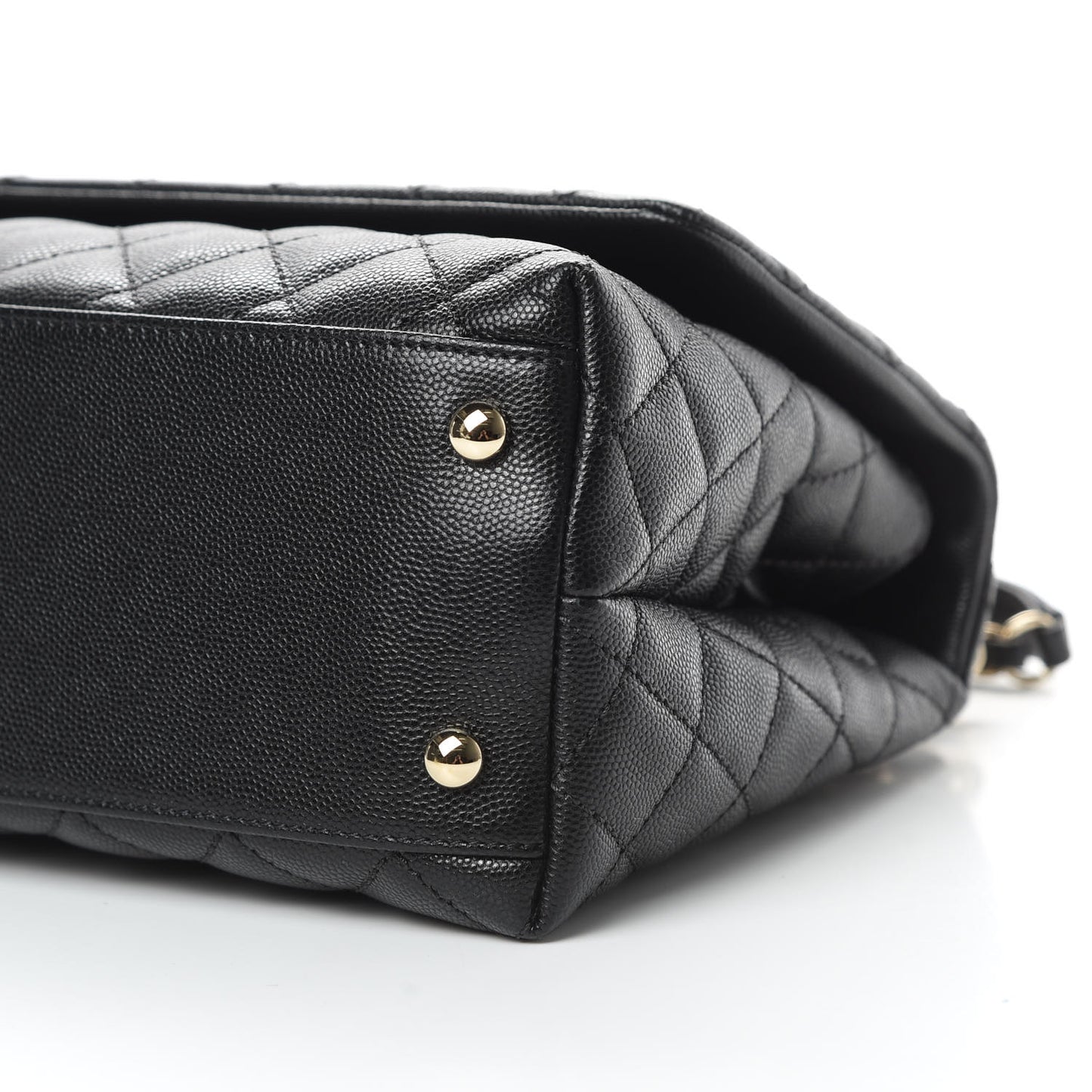 Caviar Quilted Small Coco Handle Flap Black