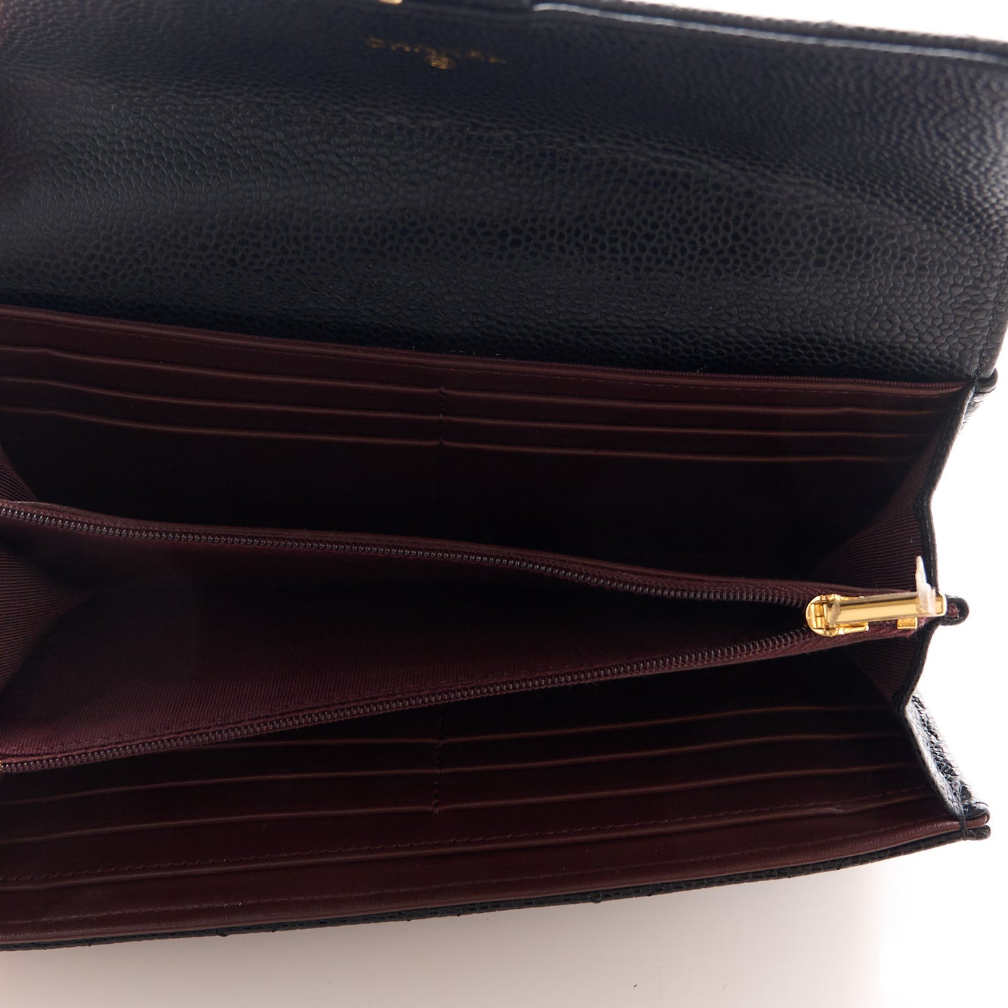 Caviar Quilted Large Gusset Flap Wallet Black