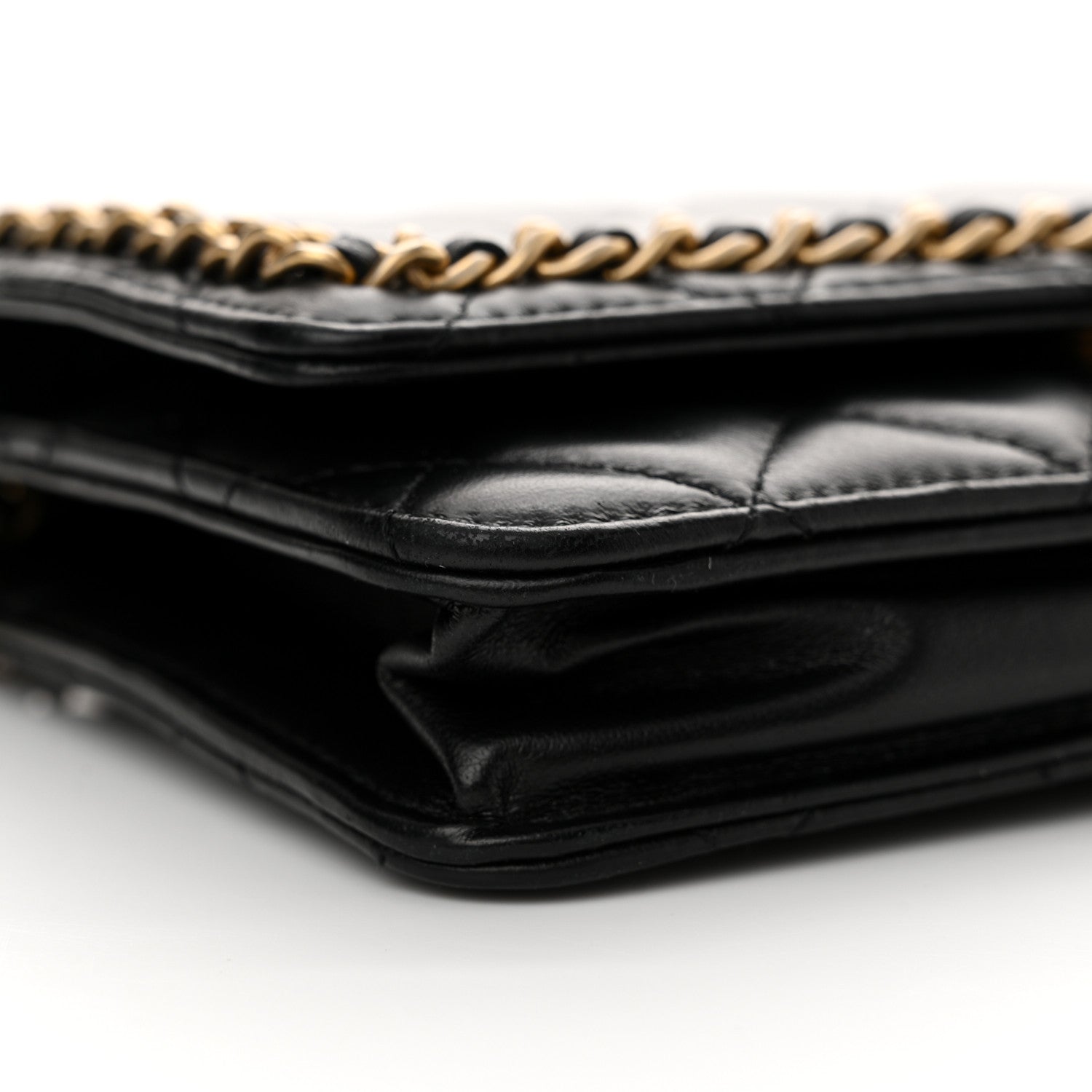 Chanel Lambskin Quilted Chain Around Wallet On Chain WOC Black 10 of 13