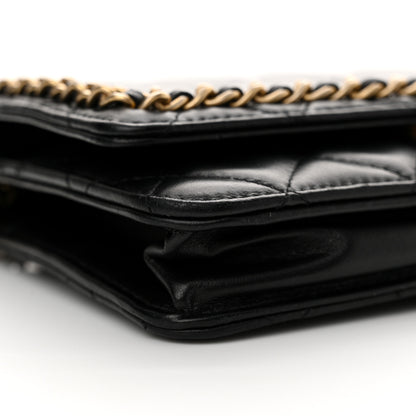 Chanel Lambskin Quilted Chain Around Wallet On Chain WOC Black 10 of 13
