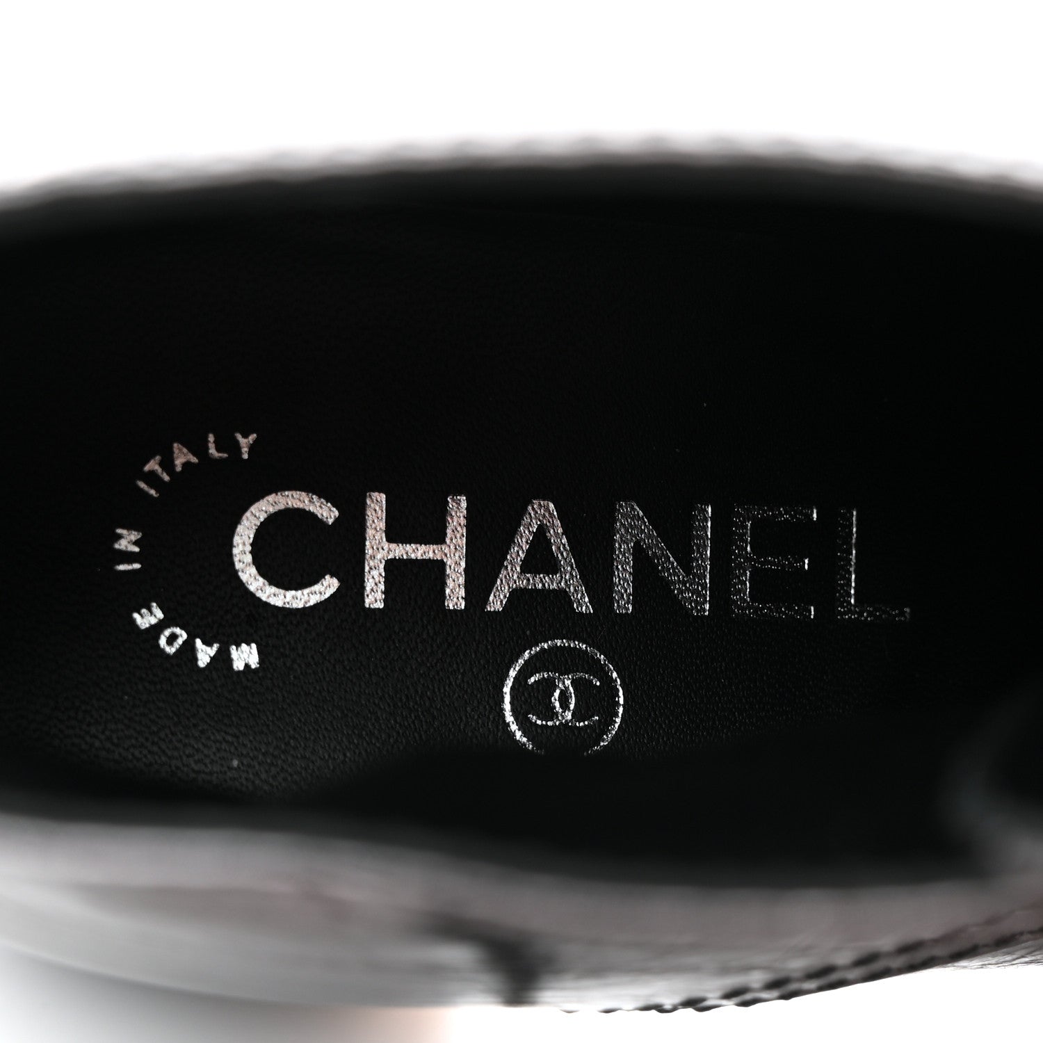 Chanel Crumpled Calfskin CC Lace Up Boots 37 Grey Black 6 of 9