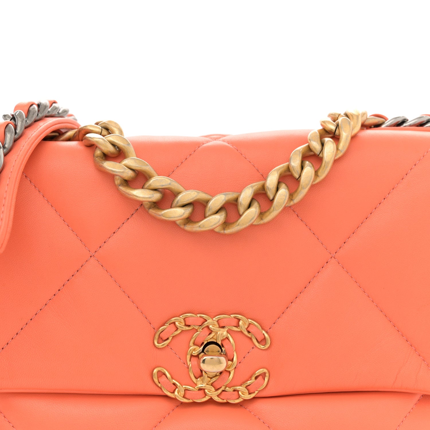 Chanel Lambskin Quilted Medium Chanel 19 Flap Orange 8 of 13