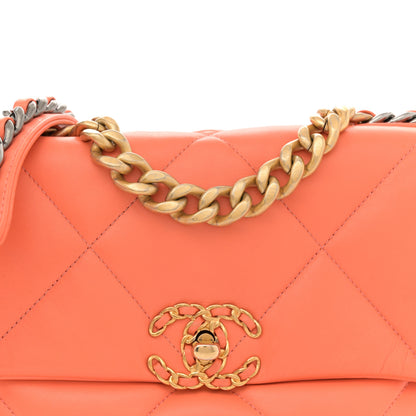 Chanel Lambskin Quilted Medium Chanel 19 Flap Orange 8 of 13