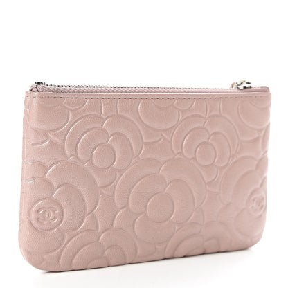 Chanel Goatskin Camellia Embossed Cosmetic Pouch Light Pink 3 of 8