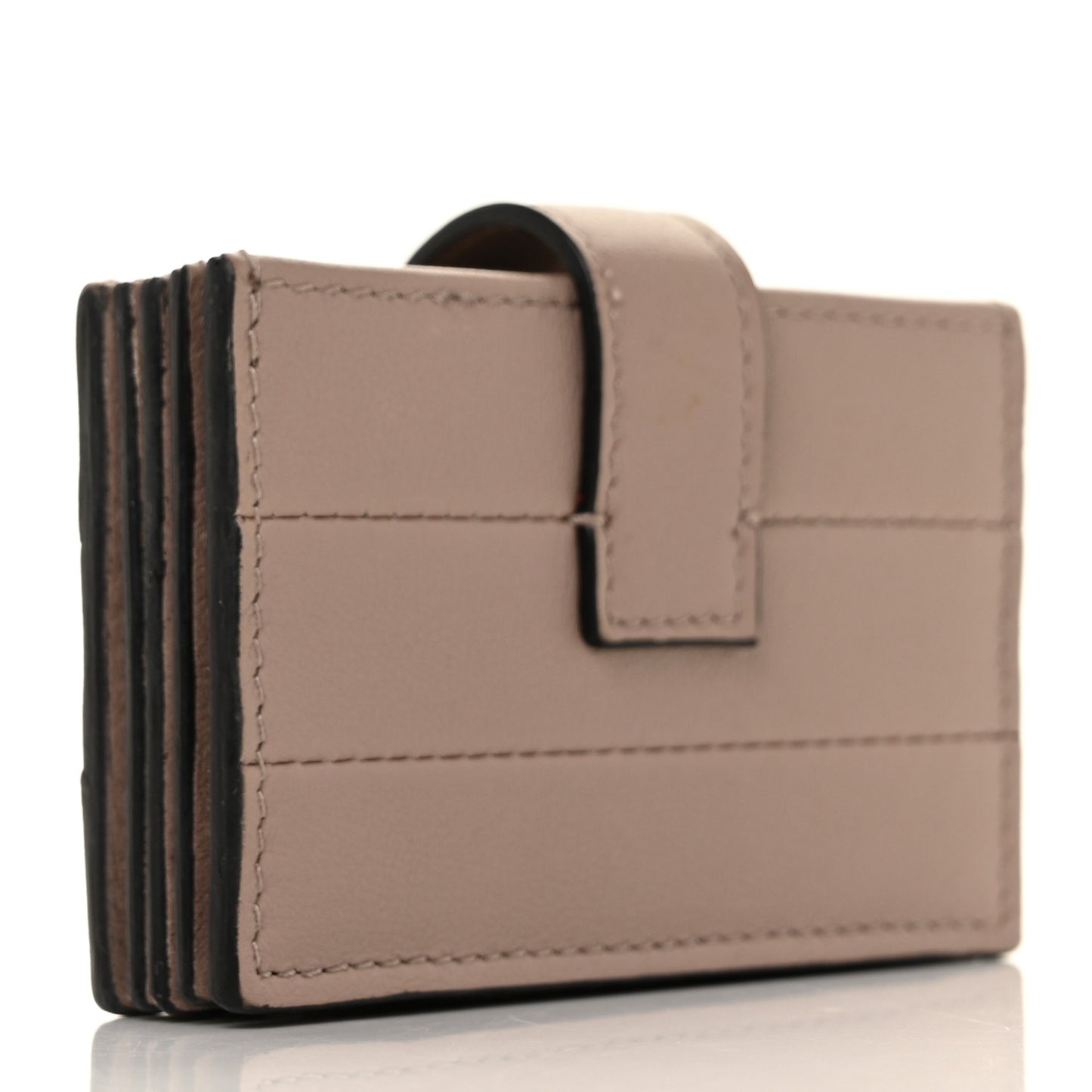 Calfskin Accordion Card Holder Rose Cannelle