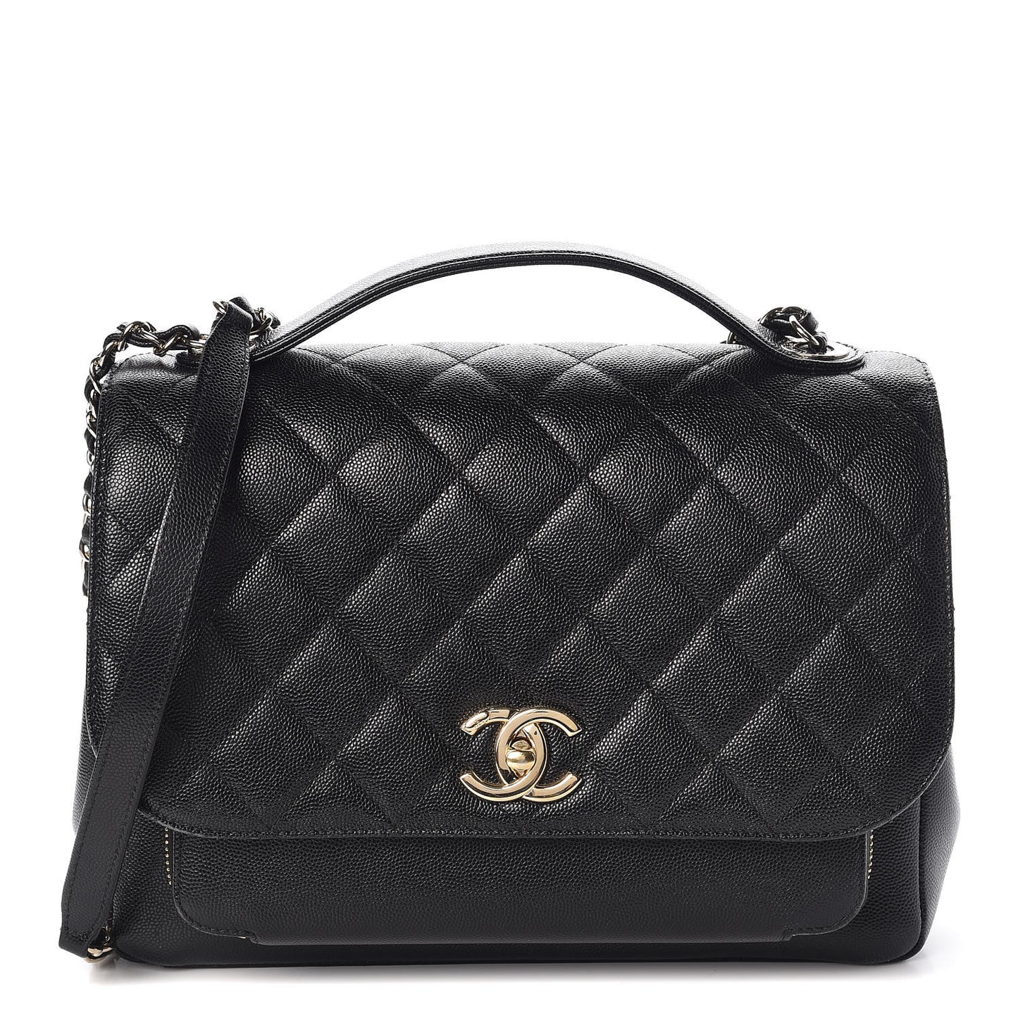 Caviar Quilted Large Business Affinity Flap Black
