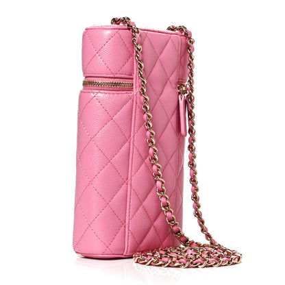 Chanel Caviar Quilted Phone Holder With Chain Pink 3 of 11