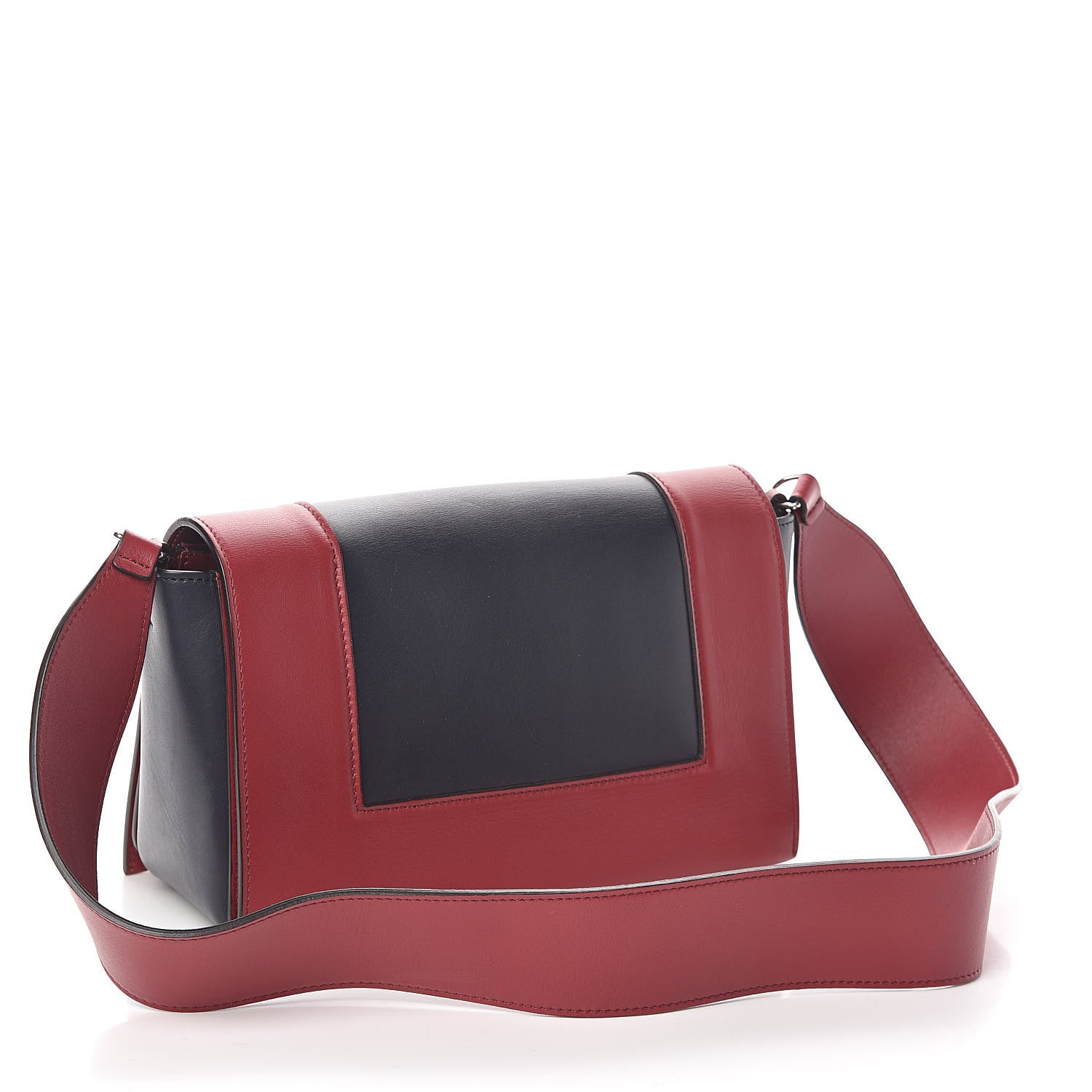 Celine Shiny Smooth Calfskin Medium Frame Shoulder Bag Red Navy 3 of 10