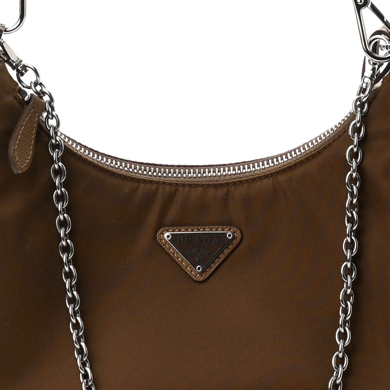 Prada Tessuto Nylon Saffiano Re-Edition 2005 Shoulder Bag Cacao 8 of 11