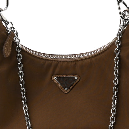 Prada Tessuto Nylon Saffiano Re-Edition 2005 Shoulder Bag Cacao 8 of 11