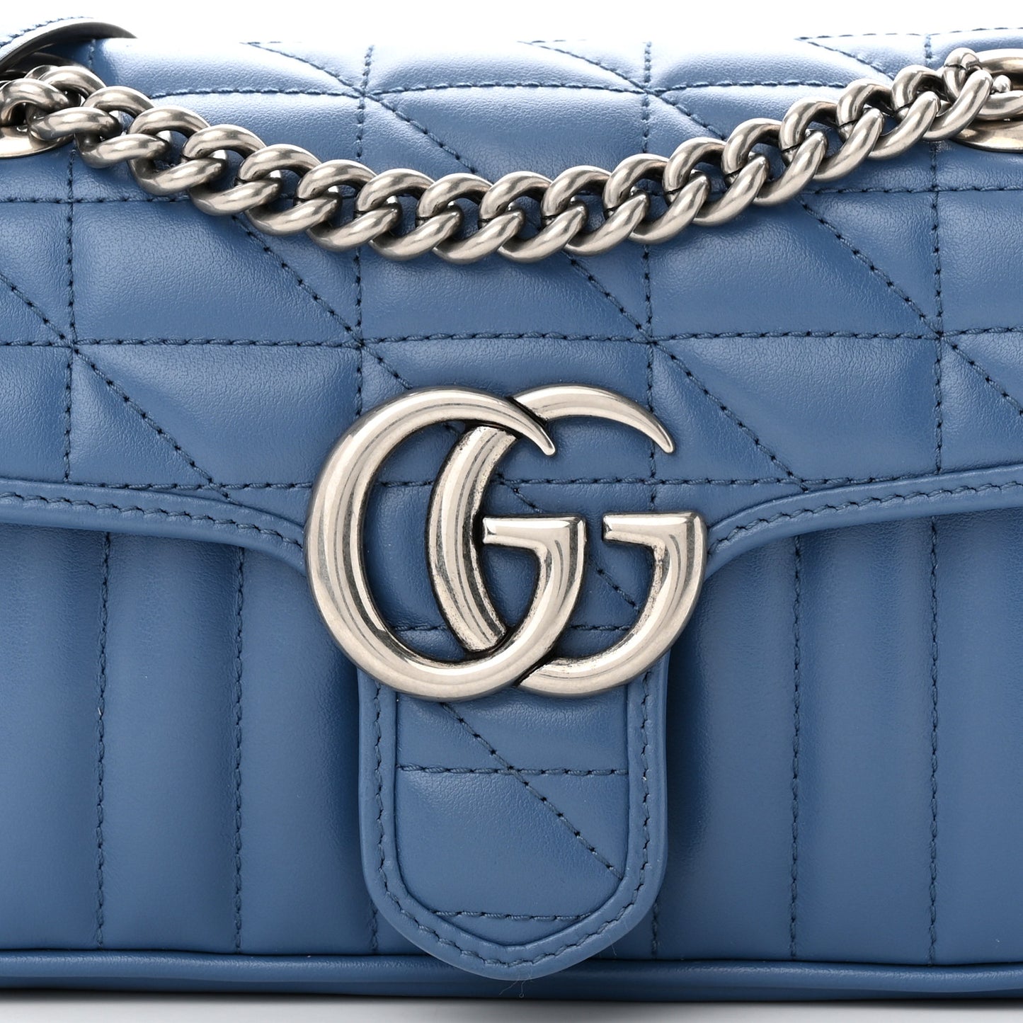 Calfskin Matelasse Aria Mini GG Marmont Shoulder Bag Clear Blue