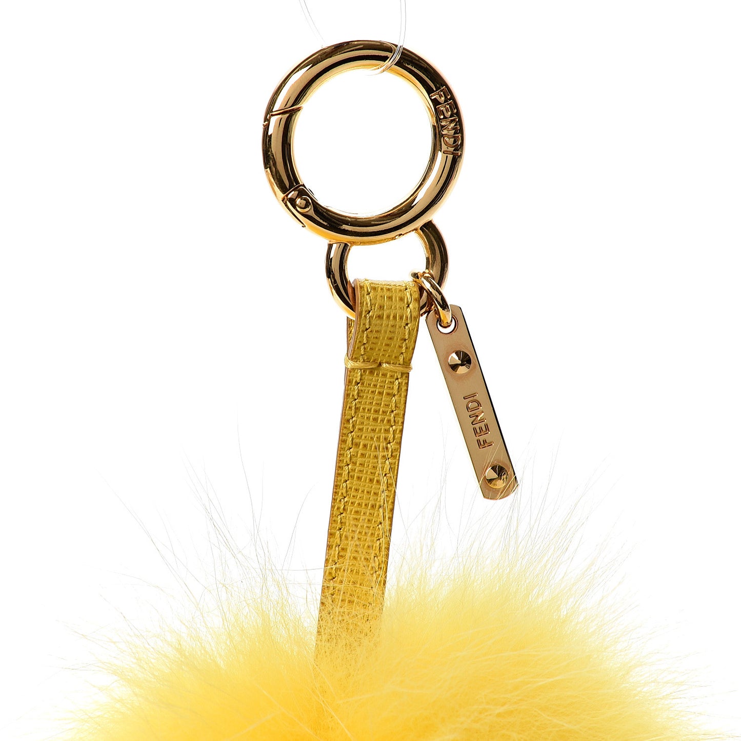 Fox Fur Pom Pom Bag Charm Yellow