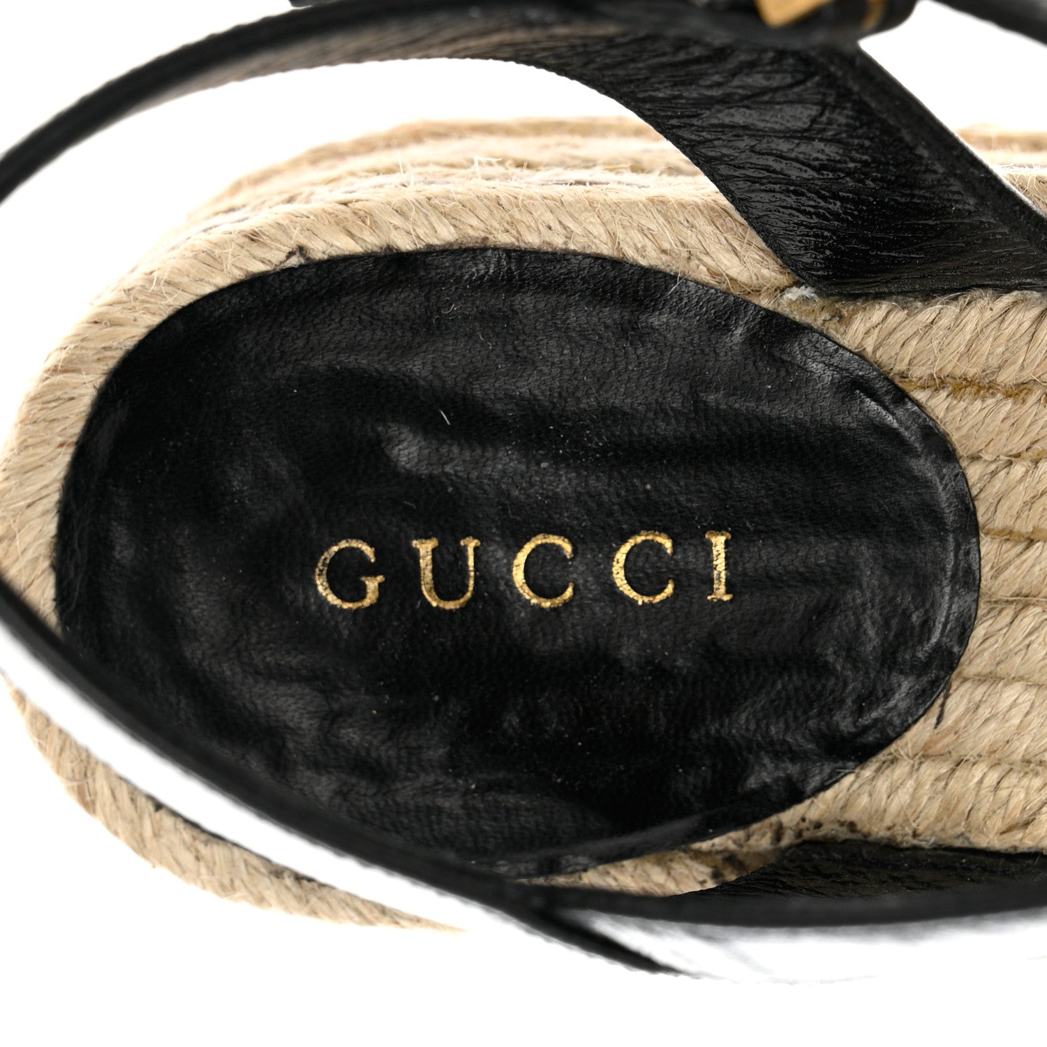 Gucci Cotton Malaga Kid Crochet Pearly GG Lilibeth Espadrille Platform Sandals 35.5 Black 7 of 9