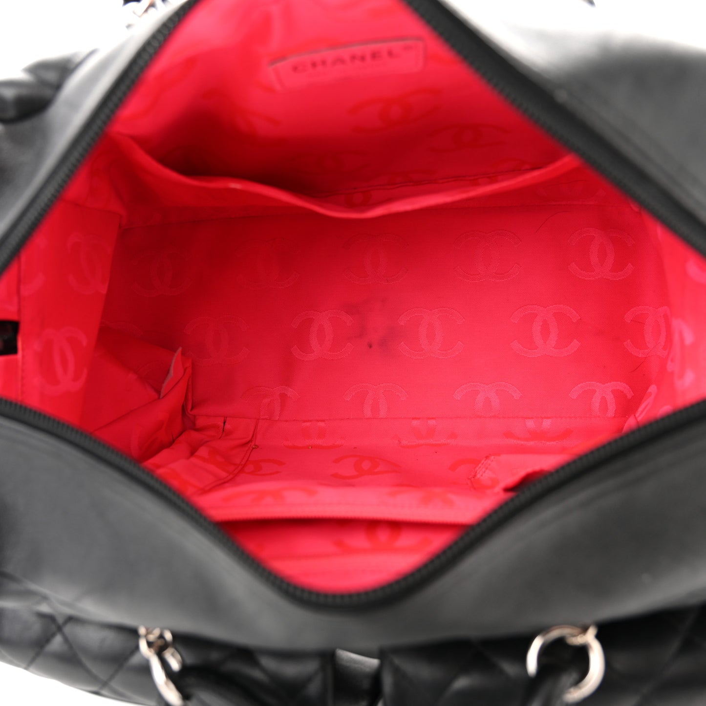 Calfskin Quilted Large Cambon Multipocket Reporter Black