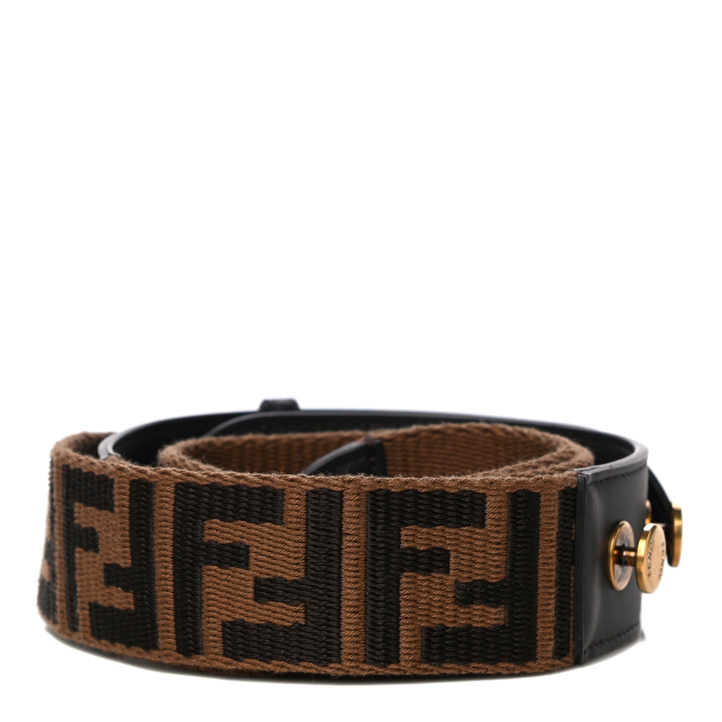 Ribbon Vitello Century FF 1974 Flat Studded Strap You Fango Marrone Ebano