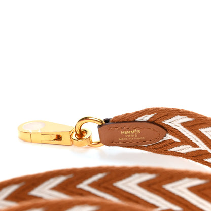 Hermes Toile Swift 25mm Sangle ZigZag Shoulder Strap Gold White 3 of 4