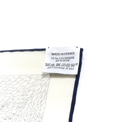 Hermes Cashmere Silk Retour a la Nature Shawl 140 White Black Multicolor 3 of 4