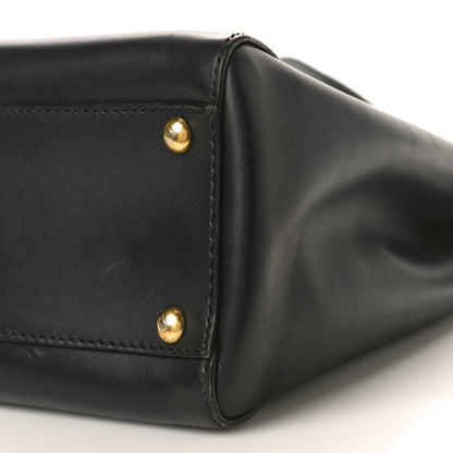 Fendi Vitello Morgan Fabric Jacquard Pequin Medium Peekaboo Iconic Satchel Black Tobacco 10 of 10