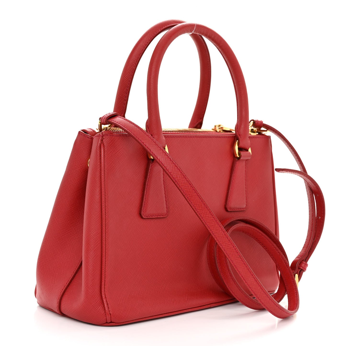 Saffiano Mini Galleria Double Zip Tote Fuoco