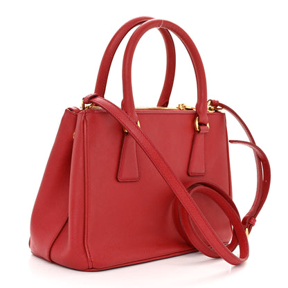 Prada Saffiano Mini Galleria Double Zip Tote Fuoco 3 of 10