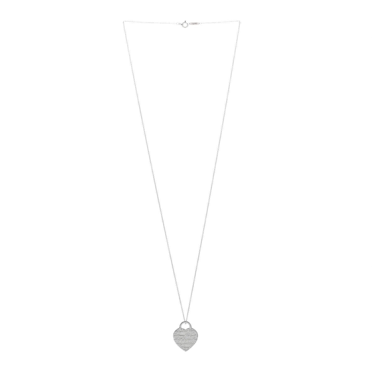 Tiffany Sterling Silver Notes Heart Tag Charm Necklace 2 of 4