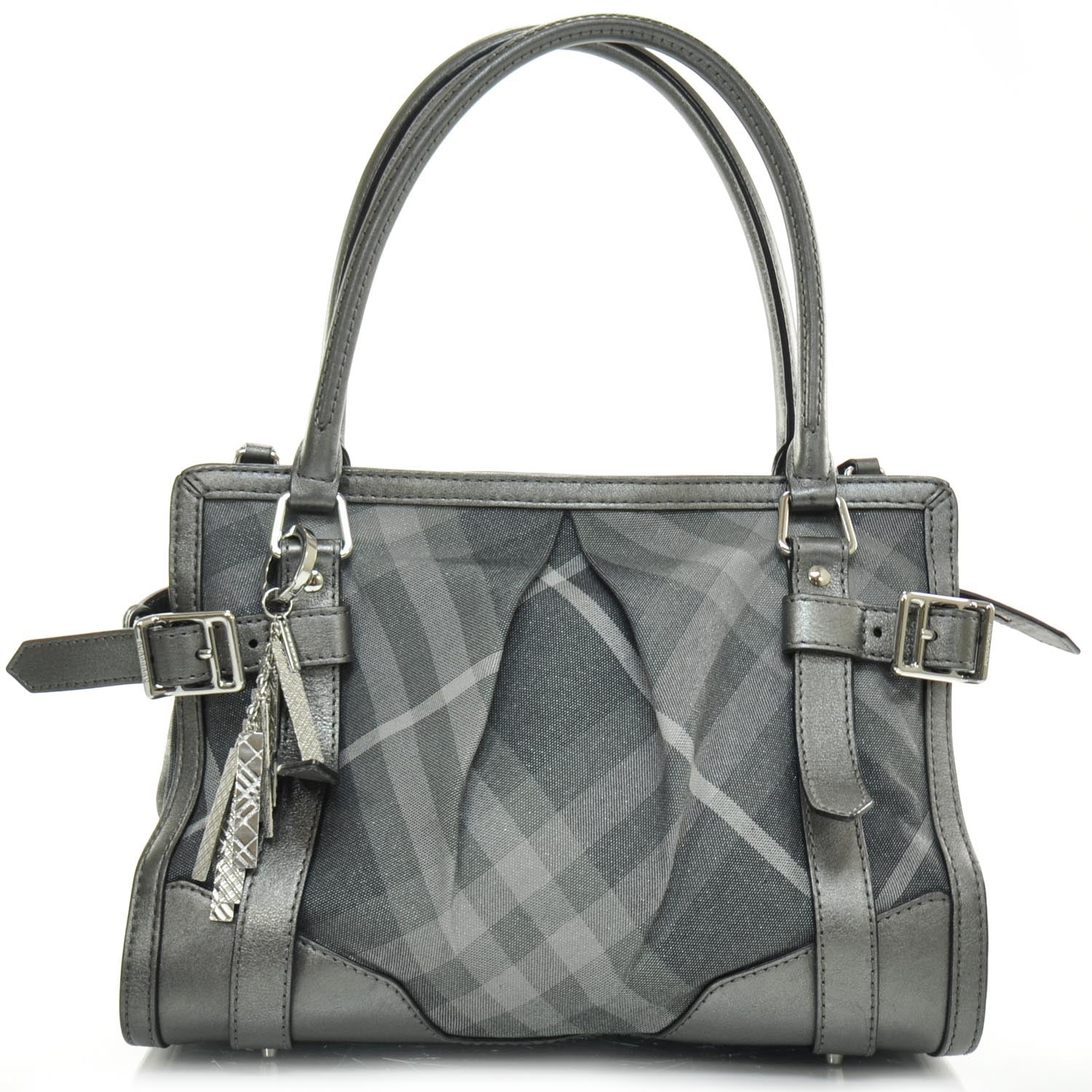 Burberry Leather Shimmer Check Tote 1 of 10