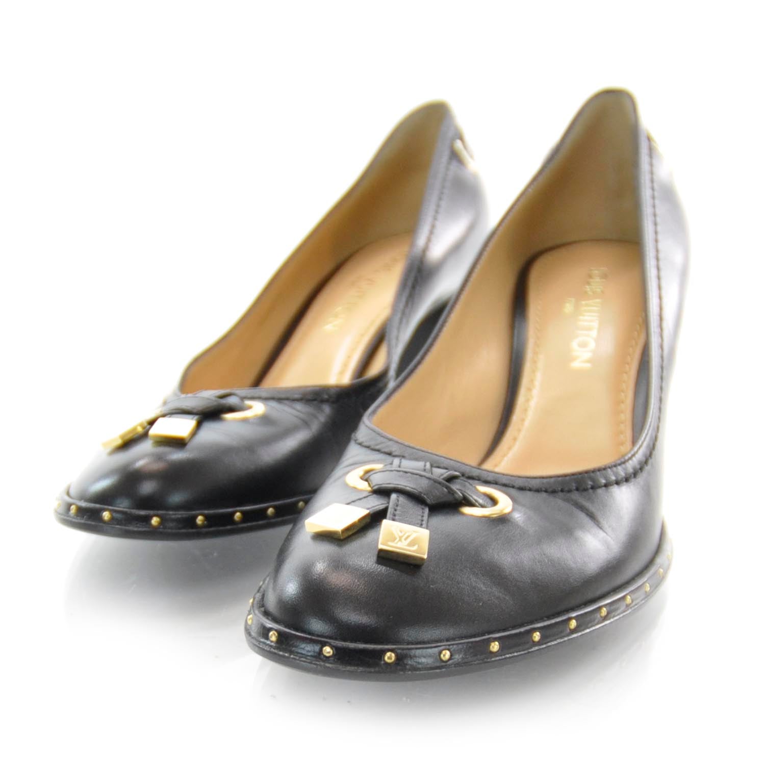 Louis Vuitton Leather Bow Heels 40 Black 2 of 6