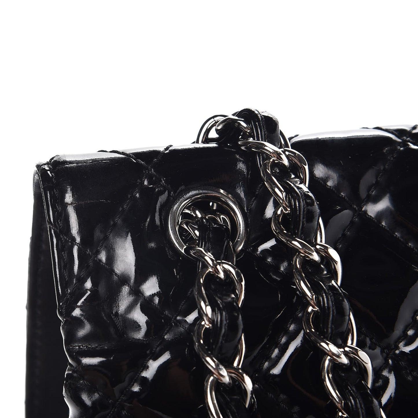 Vinyl Quilted In the Business Flap Bag Black