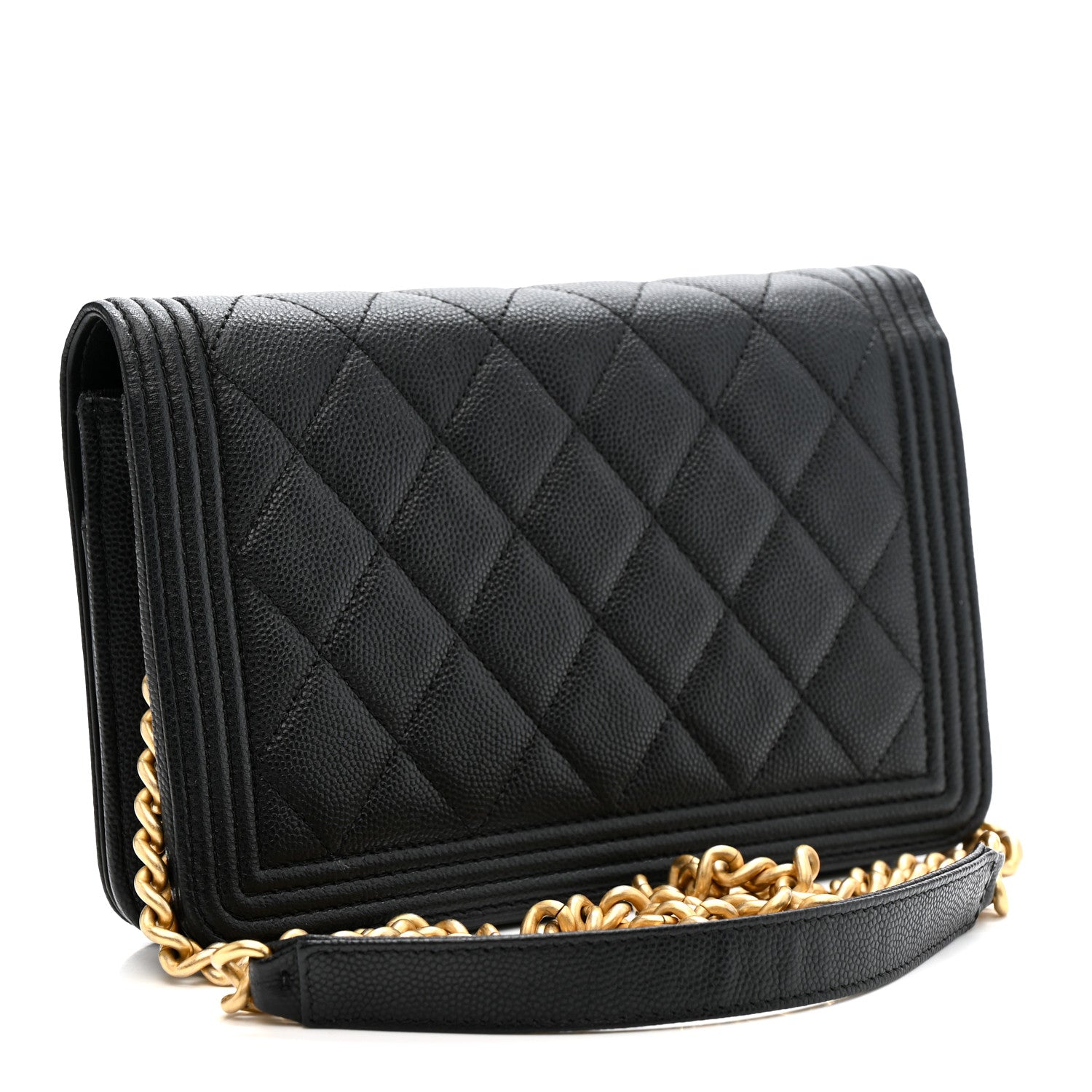Chanel Caviar Quilted Boy Wallet On Chain WOC Black 3 of 12