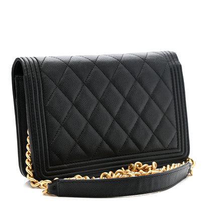 Chanel Caviar Quilted Boy Wallet On Chain WOC Black 3 of 12